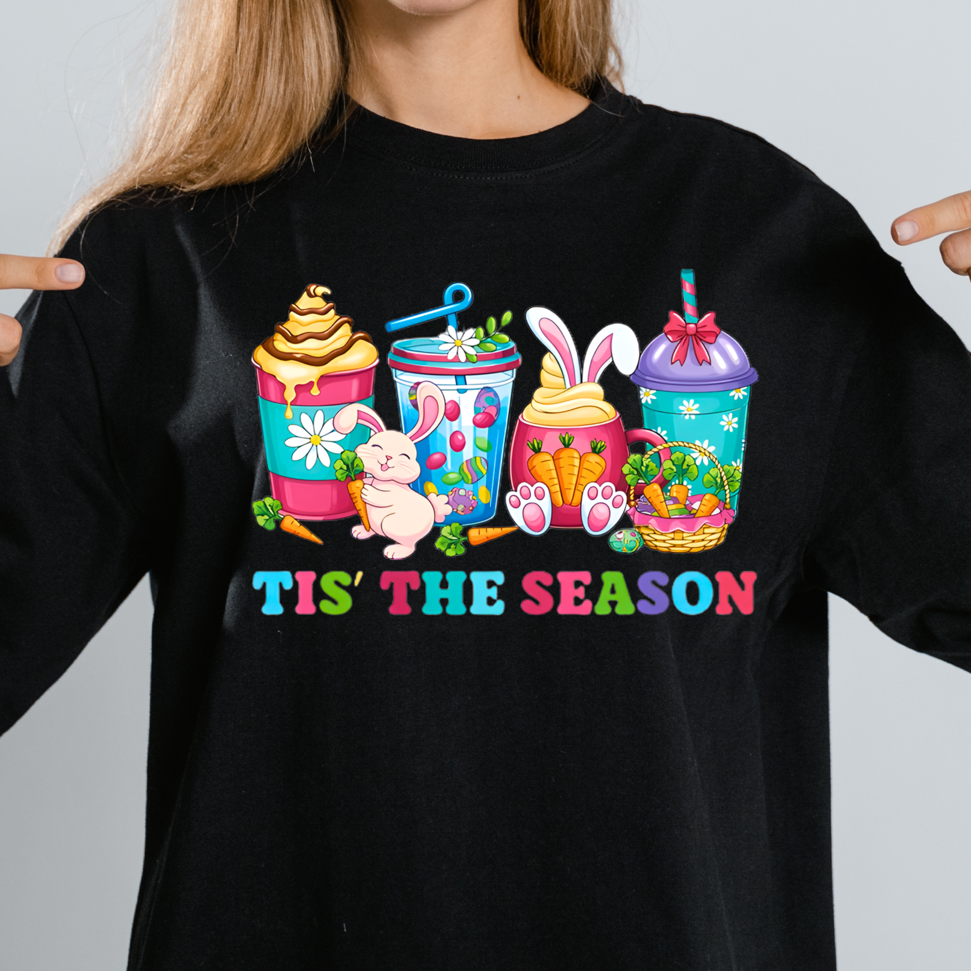 Tis’ The Season Easter Shirt | Cute Bunny Easter Drink Shirt | Funny Easter Bunny Tee | Spring Easter Graphic Shirt | Easter Coffee Lover Shirt Kendra's Self-Made Originations