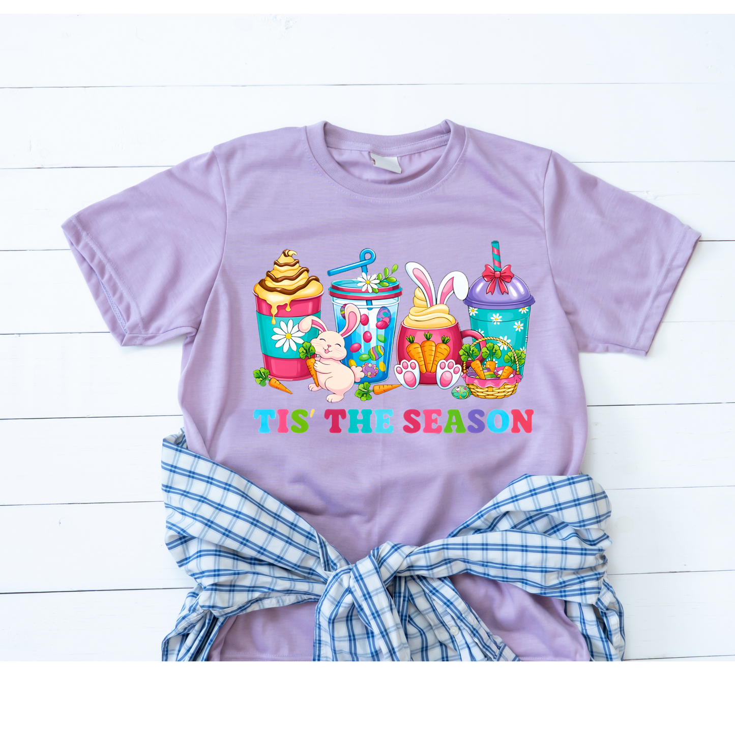 Tis’ The Season Easter Shirt | Cute Bunny Easter Drink Shirt | Funny Easter Bunny Tee | Spring Easter Graphic Shirt | Easter Coffee Lover Shirt Kendra's Self-Made Originations