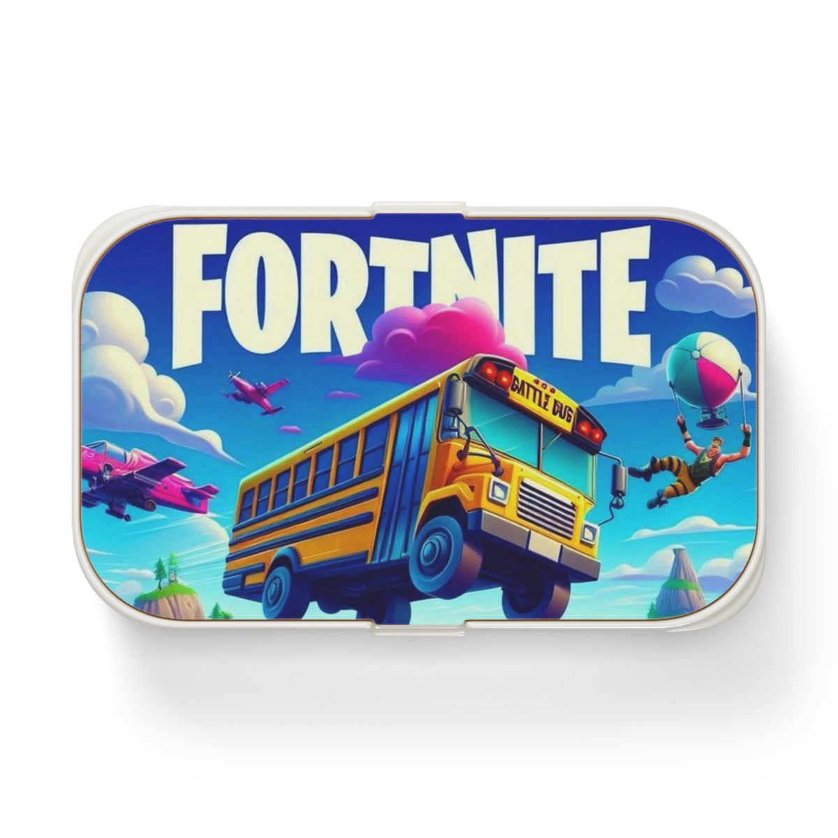 Fortnite Battle Bus Bento Lunch Box — Kids Gamer Lunchbox with Bold Game Artwork Printify