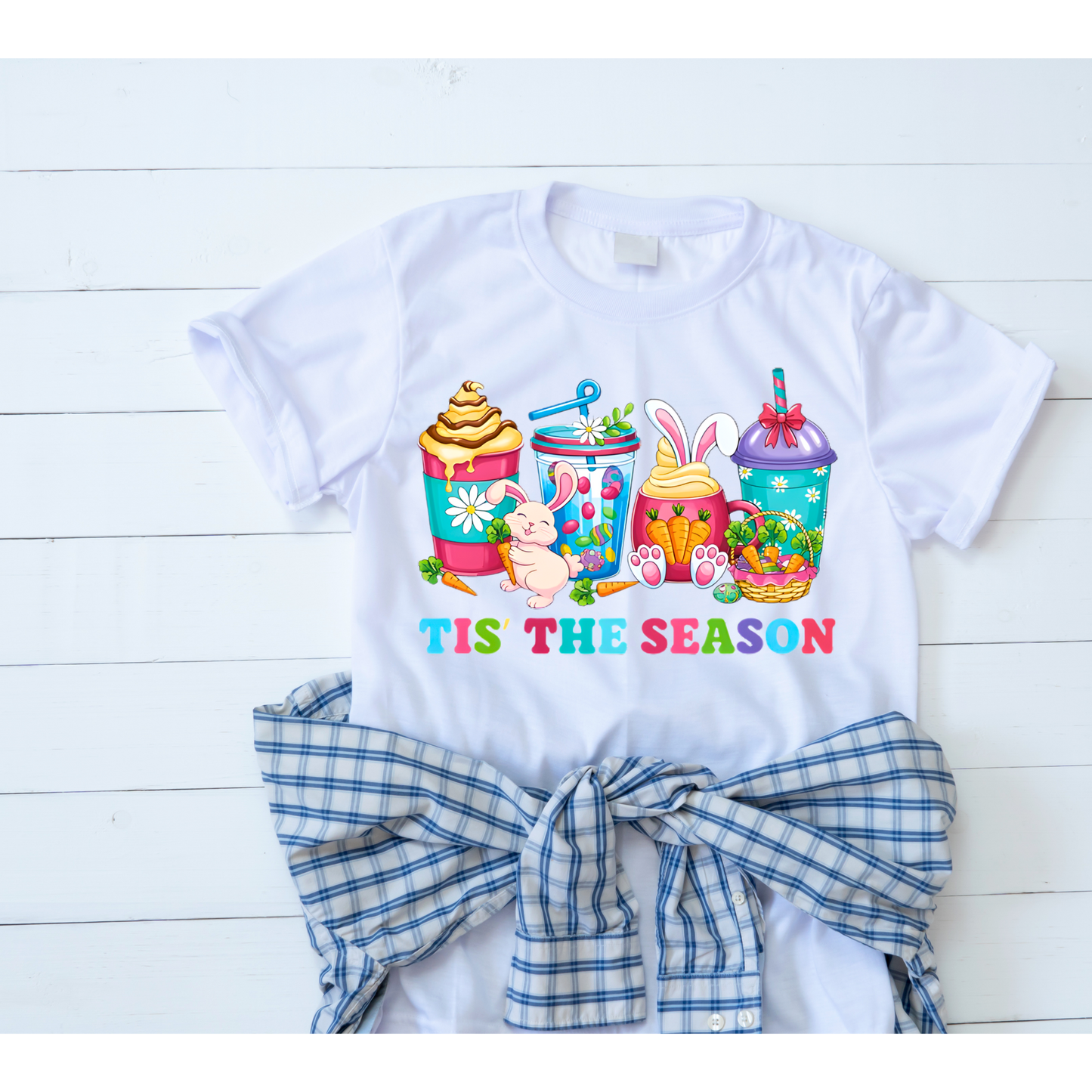 Tis’ The Season Easter Shirt | Cute Bunny Easter Drink Shirt | Funny Easter Bunny Tee | Spring Easter Graphic Shirt | Easter Coffee Lover Shirt Kendra's Self-Made Originations