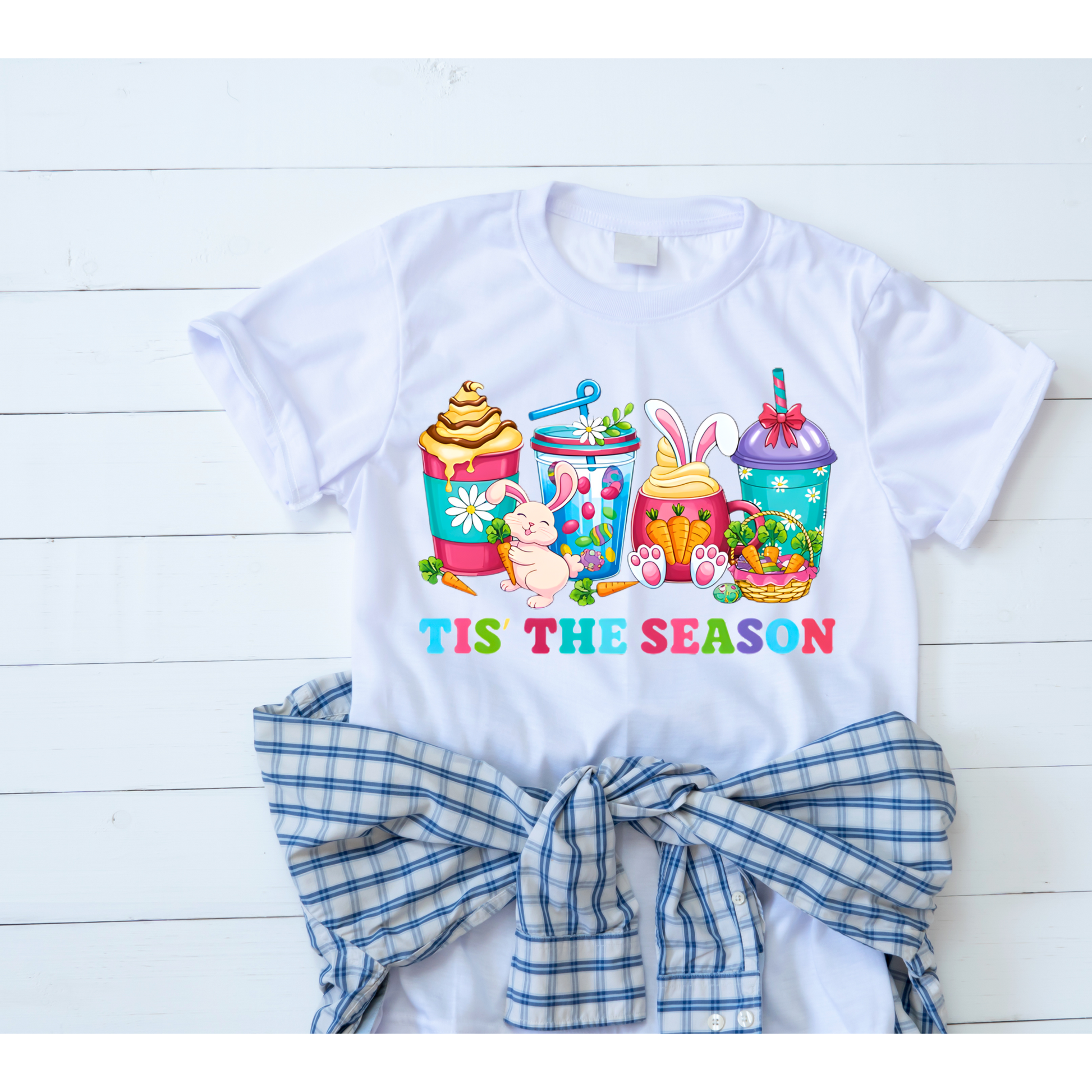 Tis’ The Season Easter Shirt | Cute Bunny Easter Drink Shirt | Funny Easter Bunny Tee | Spring Easter Graphic Shirt | Easter Coffee Lover Shirt Kendra's Self-Made Originations