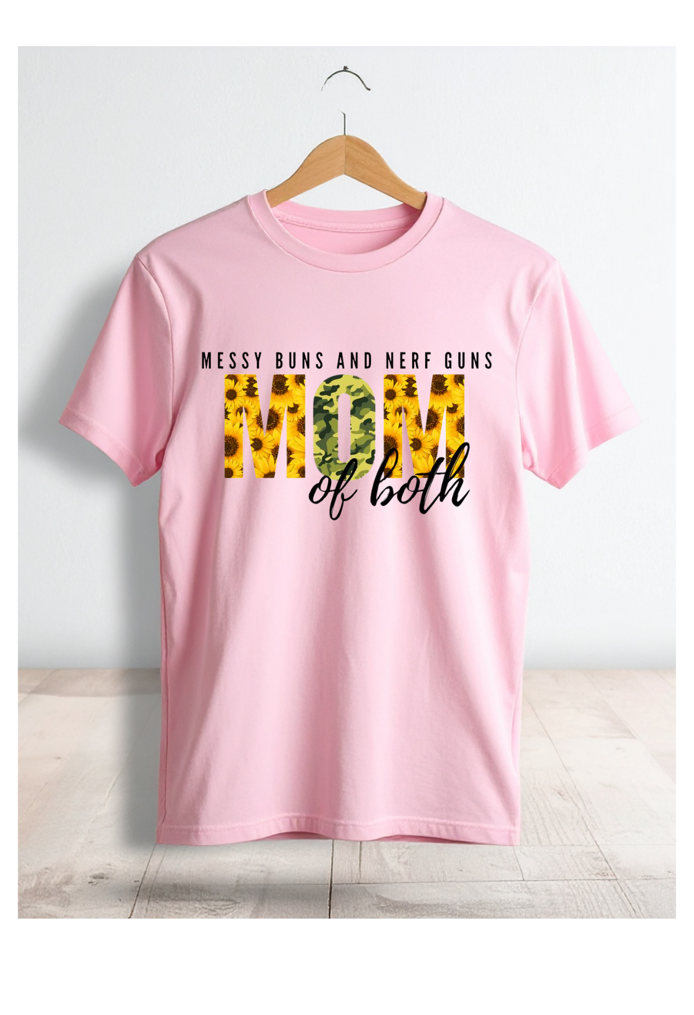 Messy Buns & Nerf Guns Shirt | Mom Life Graphic Tee | Funny Mom Shirt | Chaos Mom Tee | Boy Mom Shirt | Sunflower Camo Shirt Kendra's Self-Made Originations