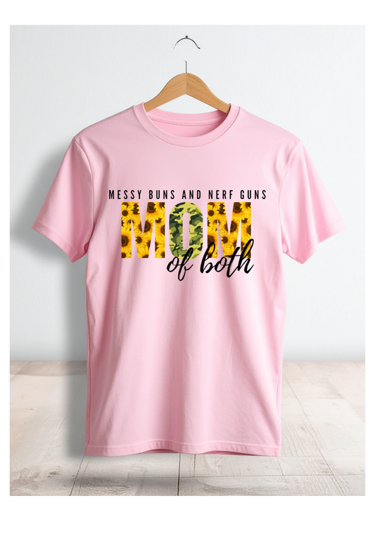 Messy Buns & Nerf Guns Shirt | Mom Life Graphic Tee | Funny Mom Shirt | Chaos Mom Tee | Boy Mom Shirt | Sunflower Camo Shirt Kendra's Self-Made Originations