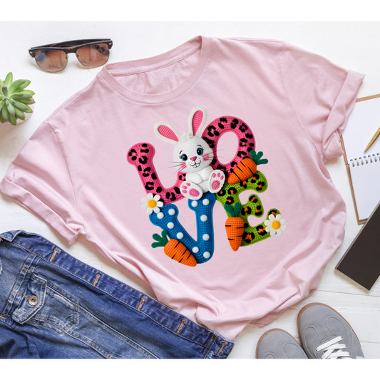 Easter Bunny Love Shirt, Cute Bunny Shirt, Kids Easter Shirt, Spring Bunny Tee, Easter Outfit, Girls Easter Shirt, Bunny Love Tee, Easter Gift Kendra's Self-Made Originations