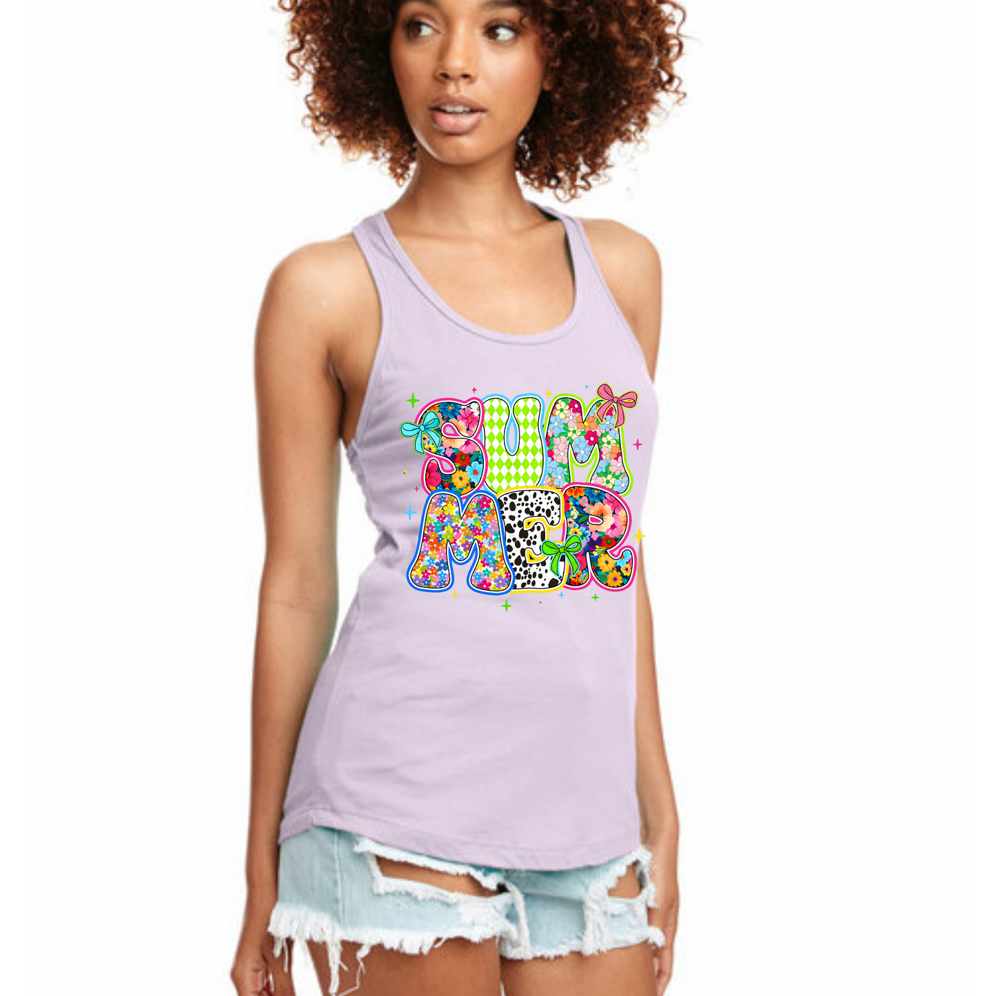 “Summer” graphic racerback tank top Kendra's Self-Made Originations