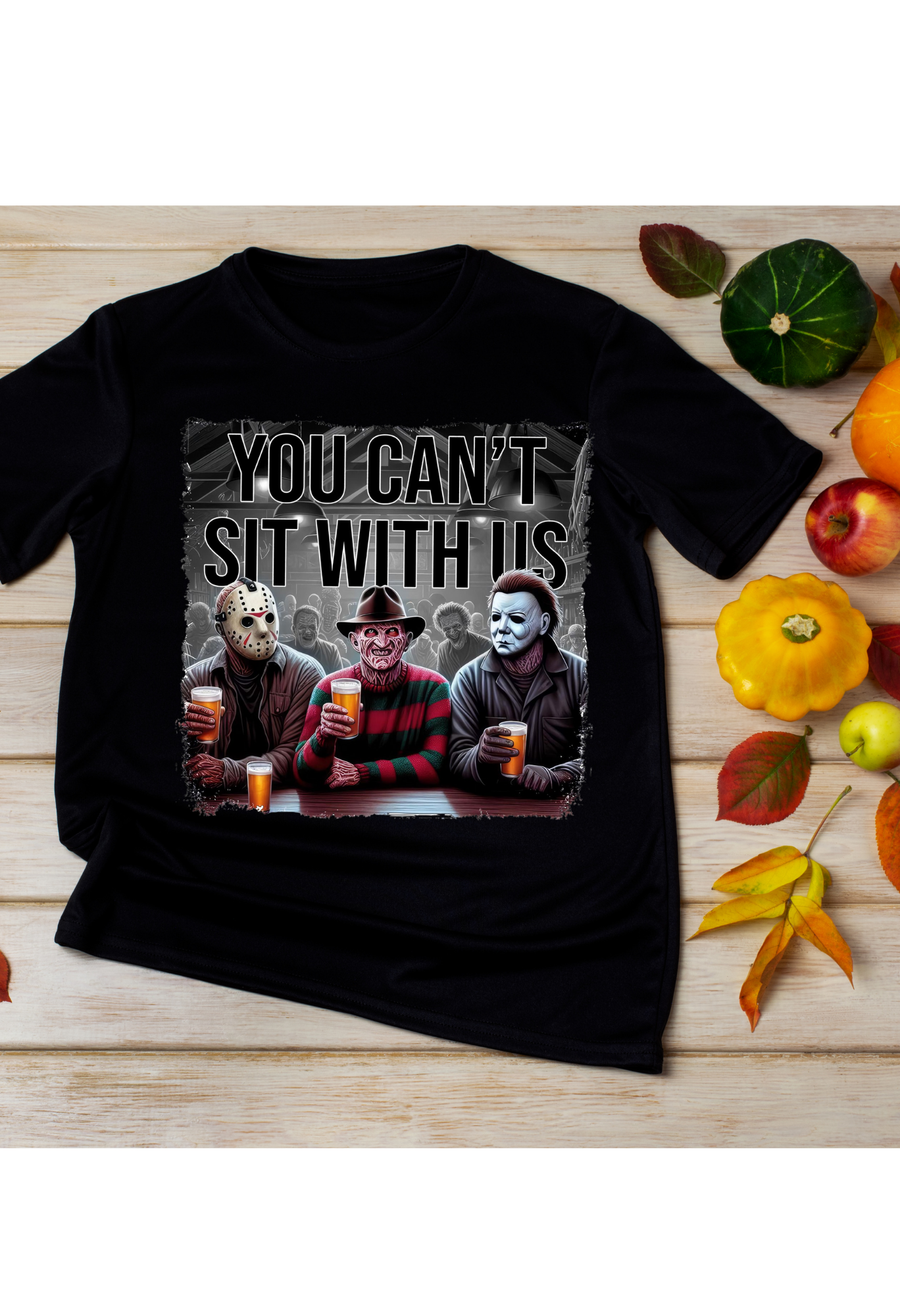 🎃 “You Can’t Sit With Us” Horror Characters Tee – Halloween Shirt Kendra's Self-Made Originations