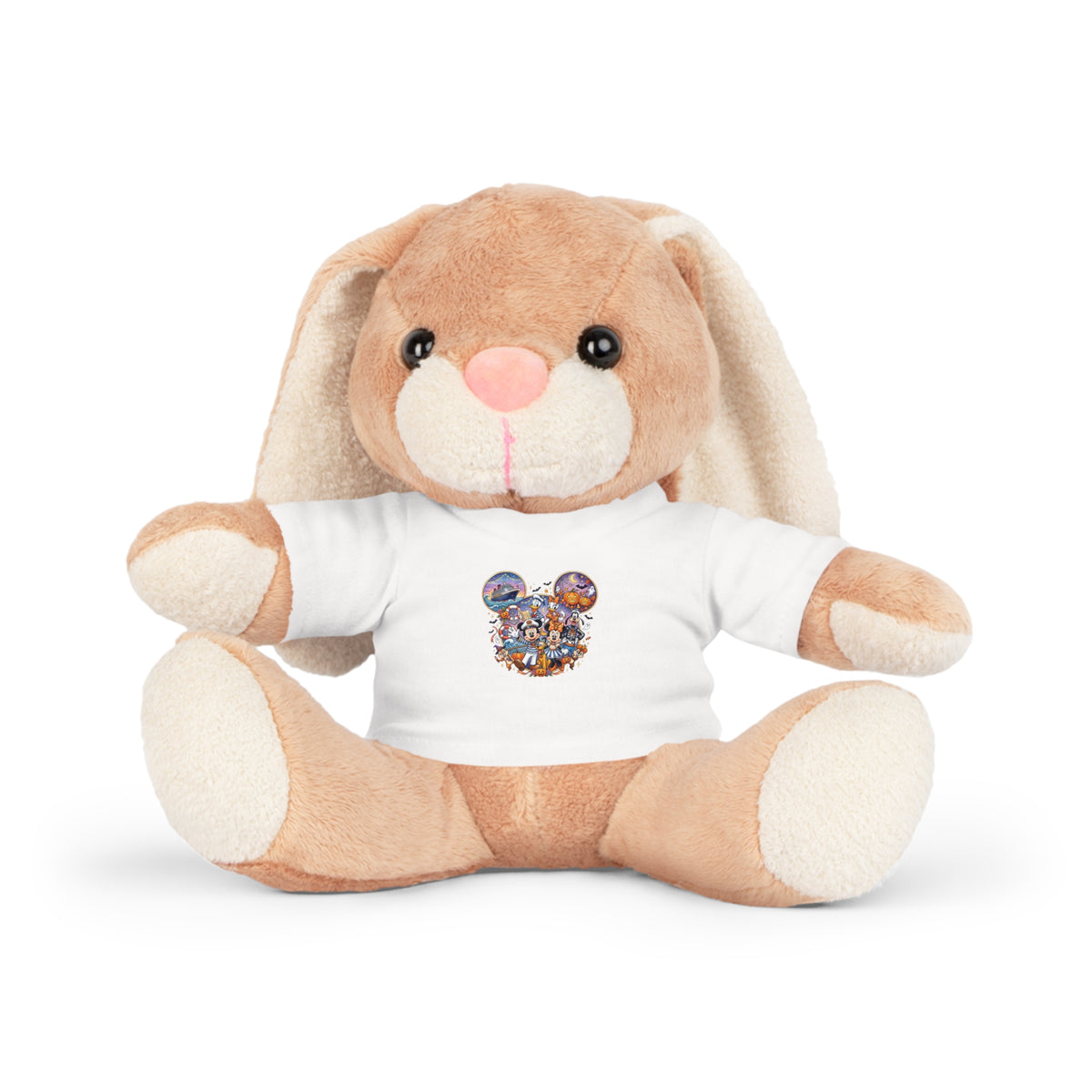 Stuffed Bear with Graphic Tee — Cute Mickey Collage Plush Toy Printify