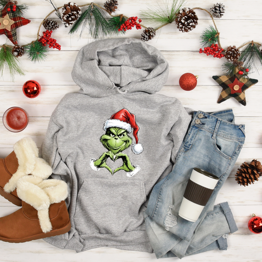 💚 Grinch Heart Hands Christmas Sweatshirt – Holiday Crewneck