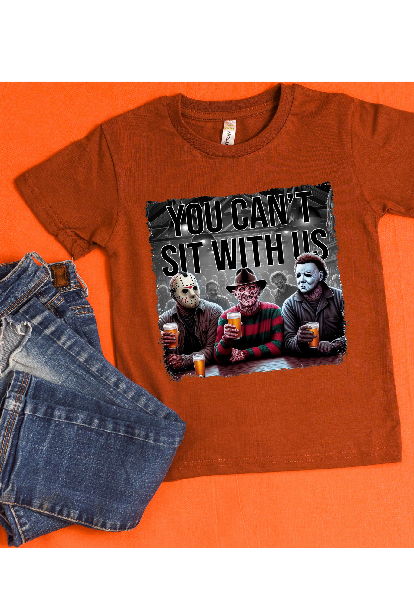 🎃 “You Can’t Sit With Us” Horror Characters Tee – Halloween Shirt Kendra's Self-Made Originations