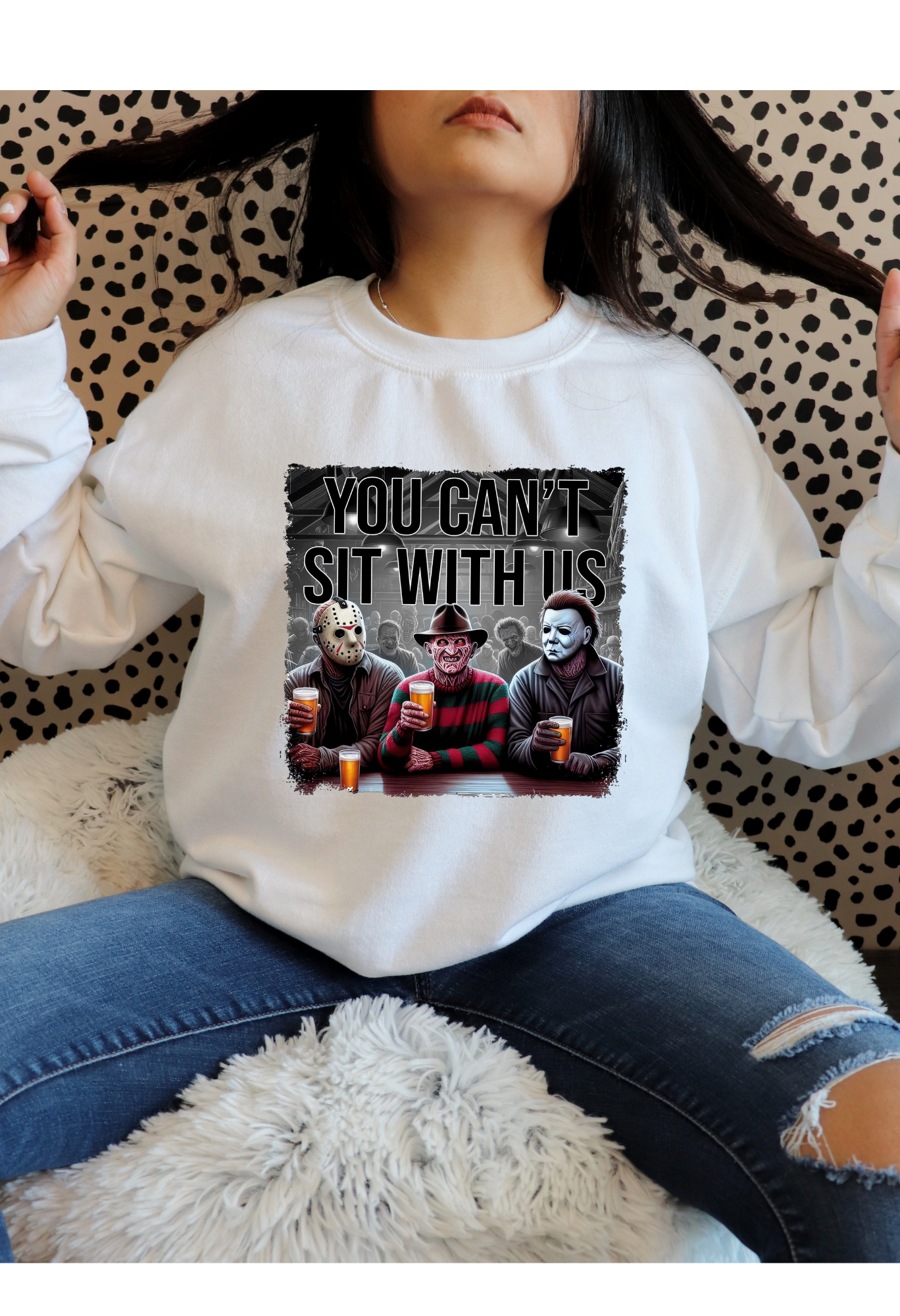 🎃 “You Can’t Sit With Us” Horror Characters Tee – Halloween Shirt Kendra's Self-Made Originations