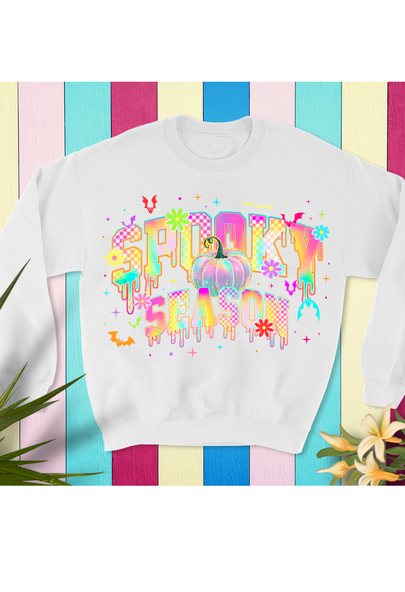 🕸️ Neon “Spooky Season” Sweatshirt | Drippy Pastel Halloween Aesthetic Kendra's Self-Made Originations