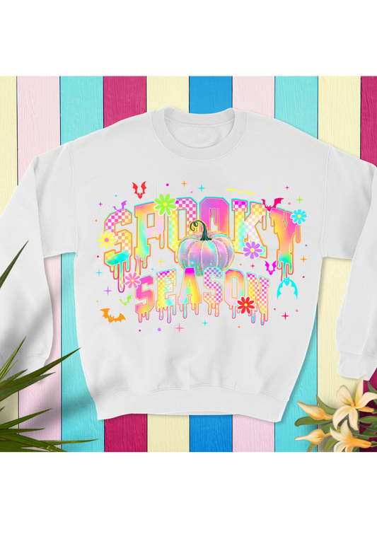 🕸️ Neon “Spooky Season” Sweatshirt | Drippy Pastel Halloween Aesthetic Kendra's Self-Made Originations
