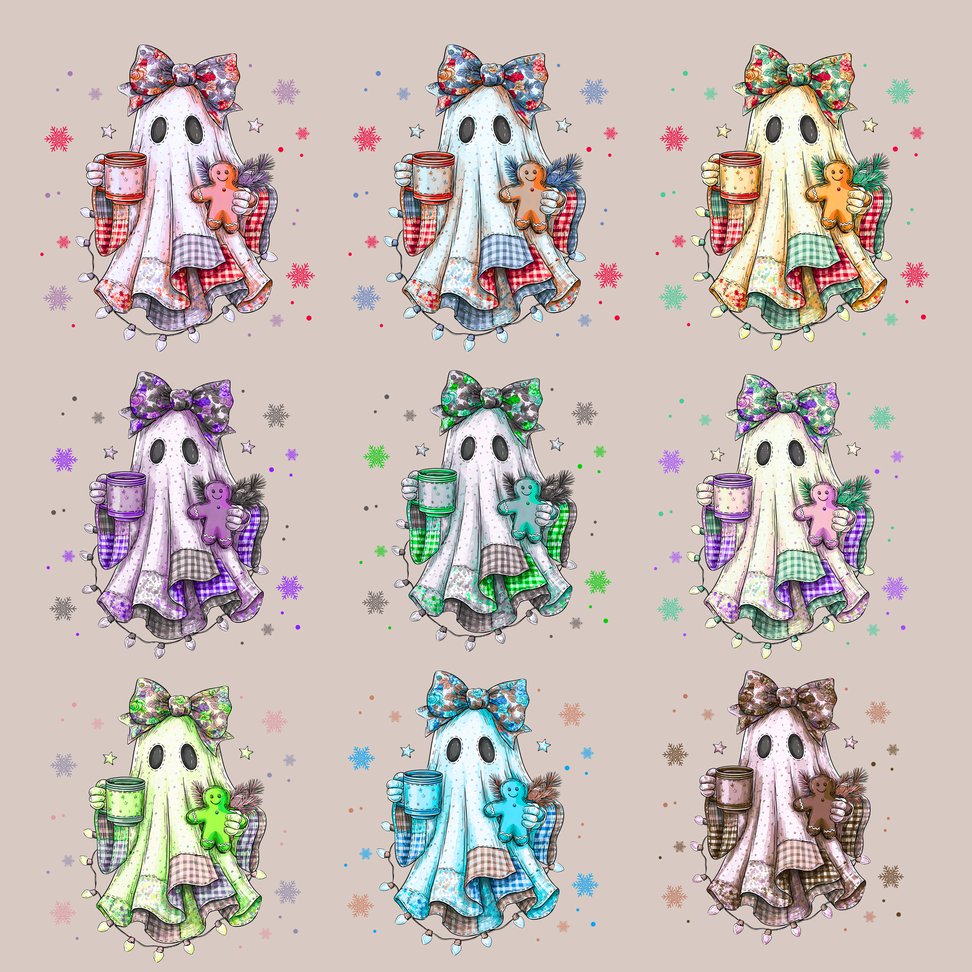 👻🎄 Christmas Ghost with Gingerbread Sweatshirt – Multiple Color Options! Kendra's Self-Made Originations