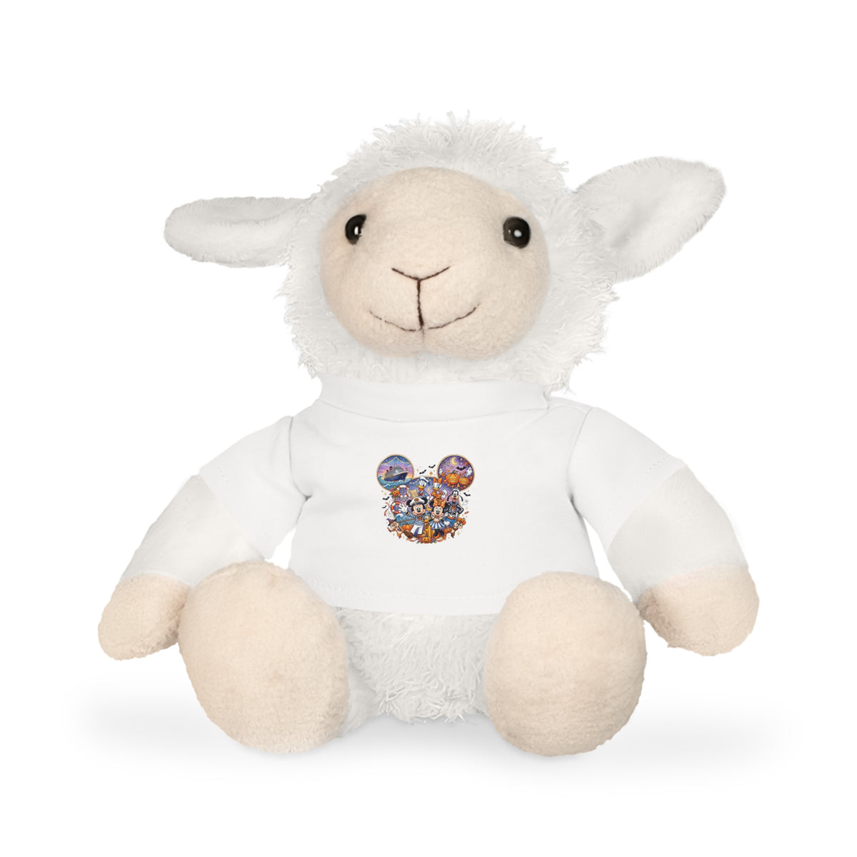 Stuffed Bear with Graphic Tee — Cute Mickey Collage Plush Toy Printify