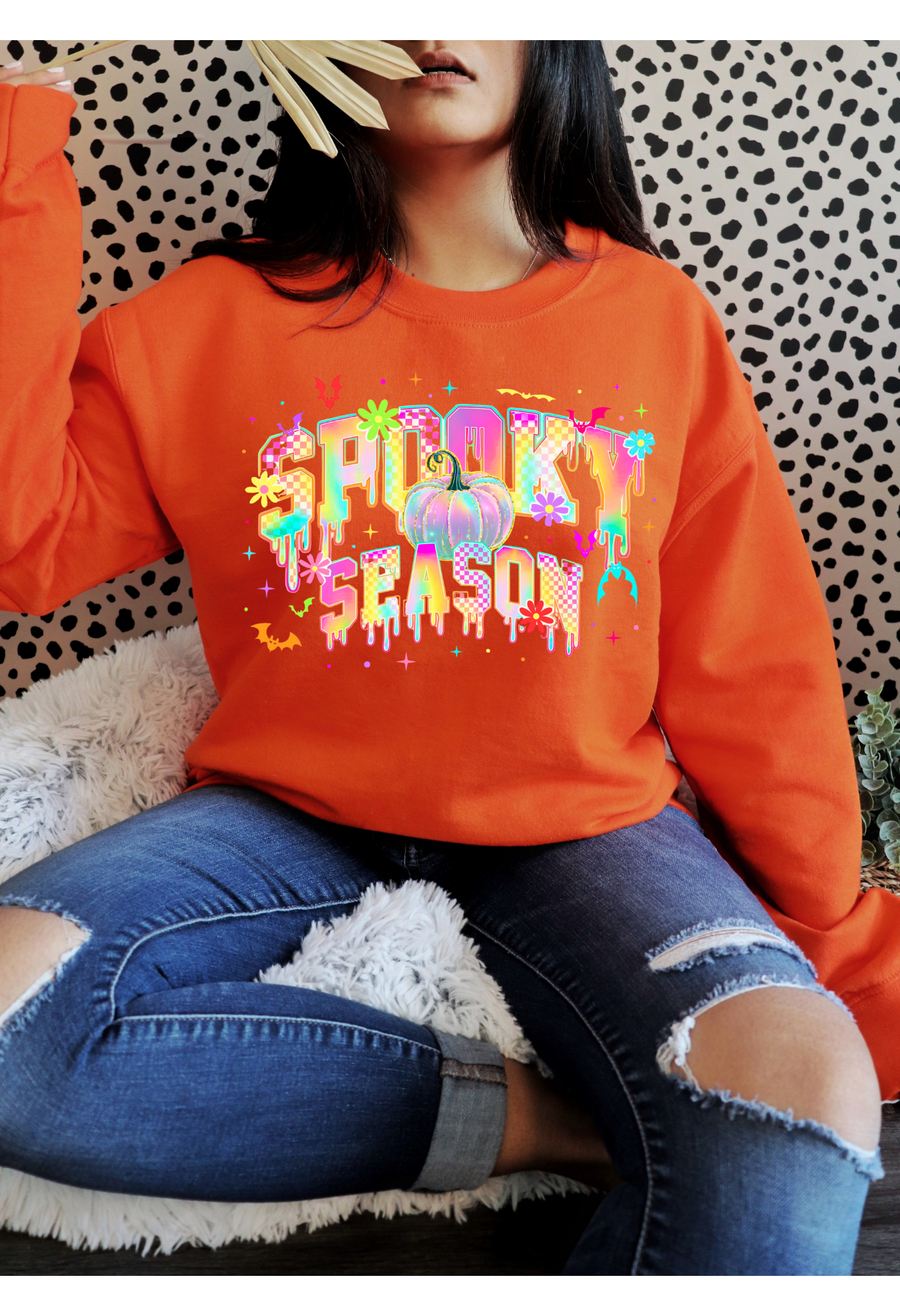 🕸️ Neon “Spooky Season” Sweatshirt | Drippy Pastel Halloween Aesthetic Kendra's Self-Made Originations