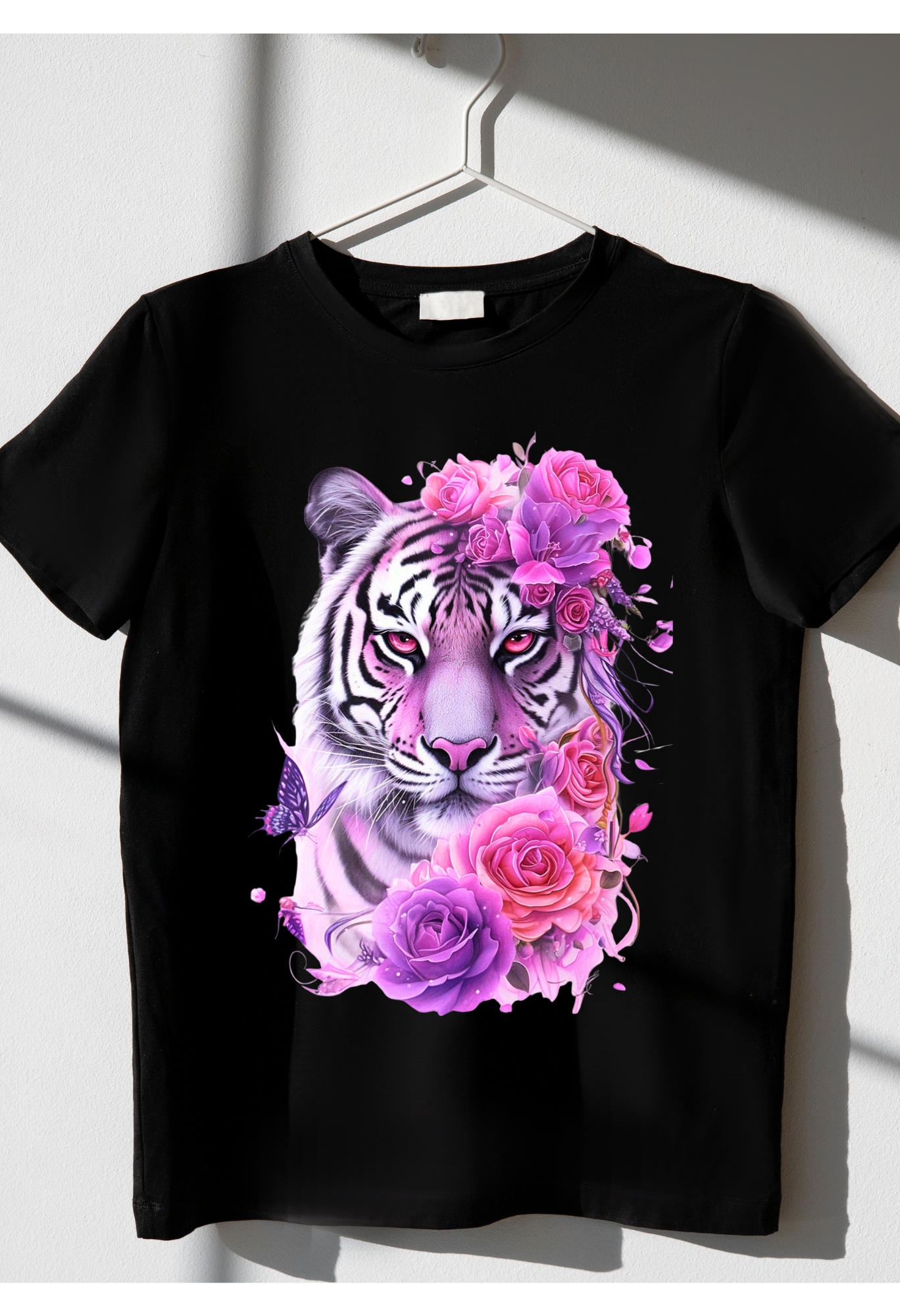 Floral Tiger Shirt | Pink Tiger Graphic Tee | Feminine Strength Shirt | Aesthetic Animal Tee | Butterfly Rose Tiger Shirt Kendra's Self-Made Originations