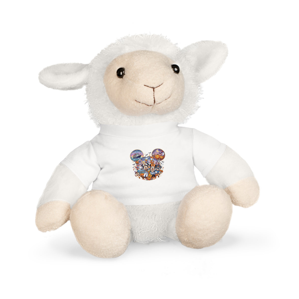 Stuffed Bear with Graphic Tee — Cute Mickey Collage Plush Toy Printify