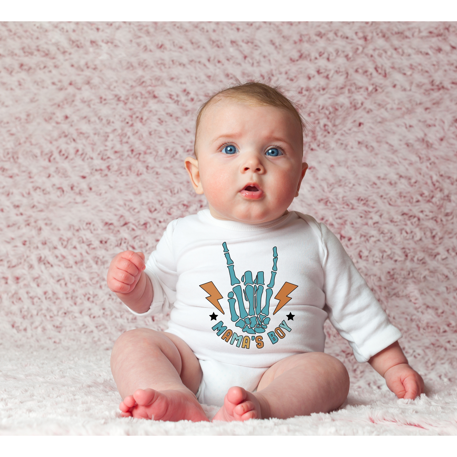 🤘 Mama’s Boy Baby Onesie – Rockin’ Cute Baby Bodysuit Kendra's Self-Made Originations