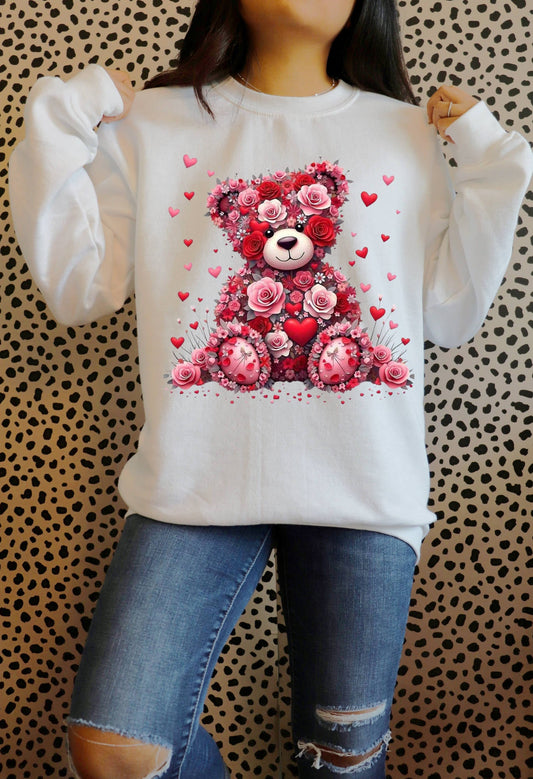🌹💖 Rose Teddy Valentine Sweatshirt 💖🌹 Kendra's Self-Made Originations
