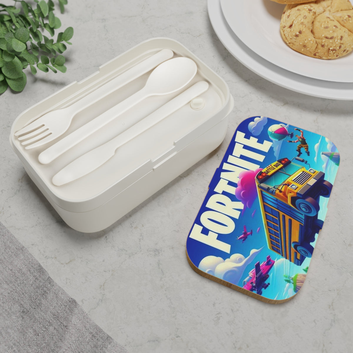 Fortnite Battle Bus Bento Lunch Box — Kids Gamer Lunchbox with Bold Game Artwork Printify