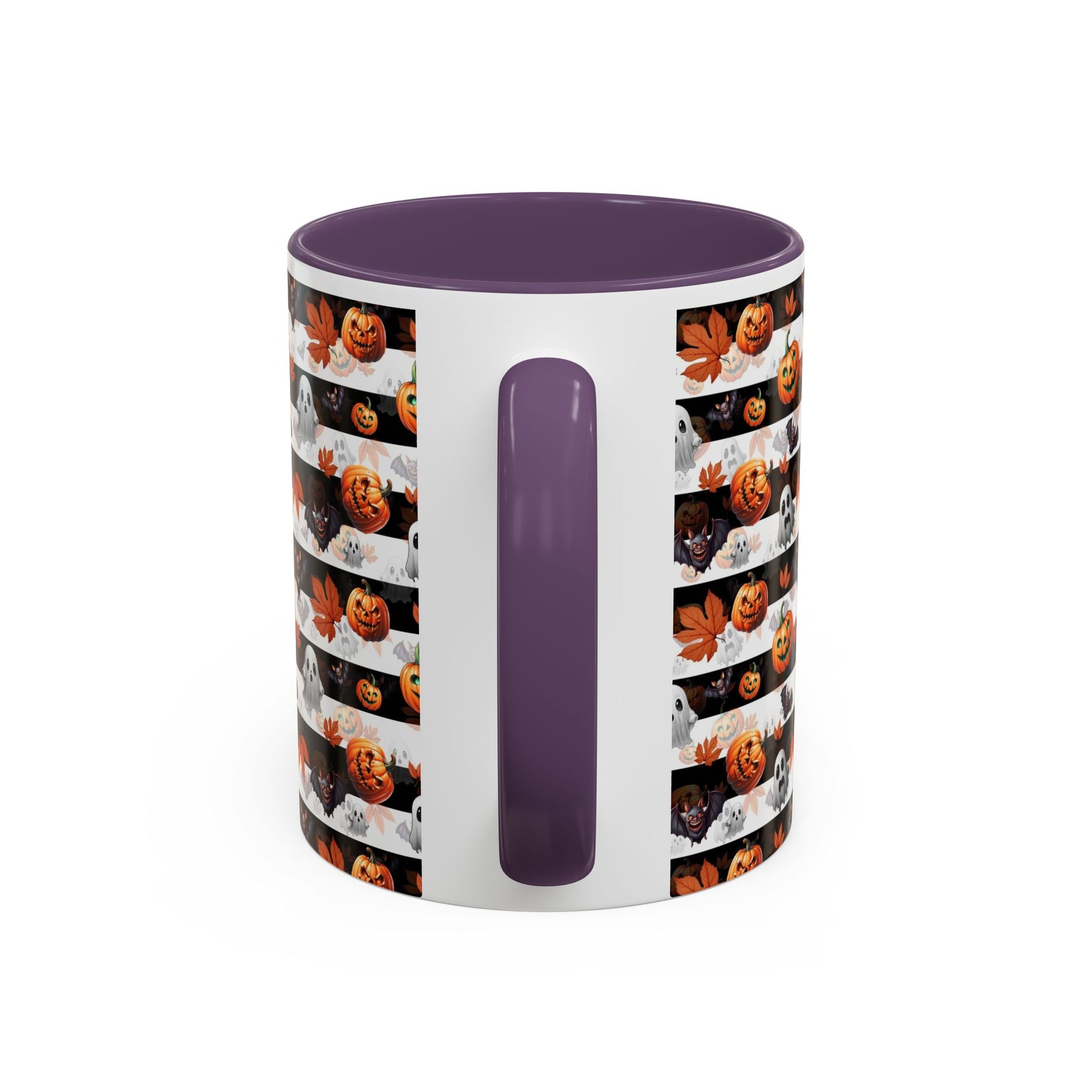 Halloween Striped Ghost & Jack-O'-Lantern Accent Coffee Mug (11/15oz) Printify