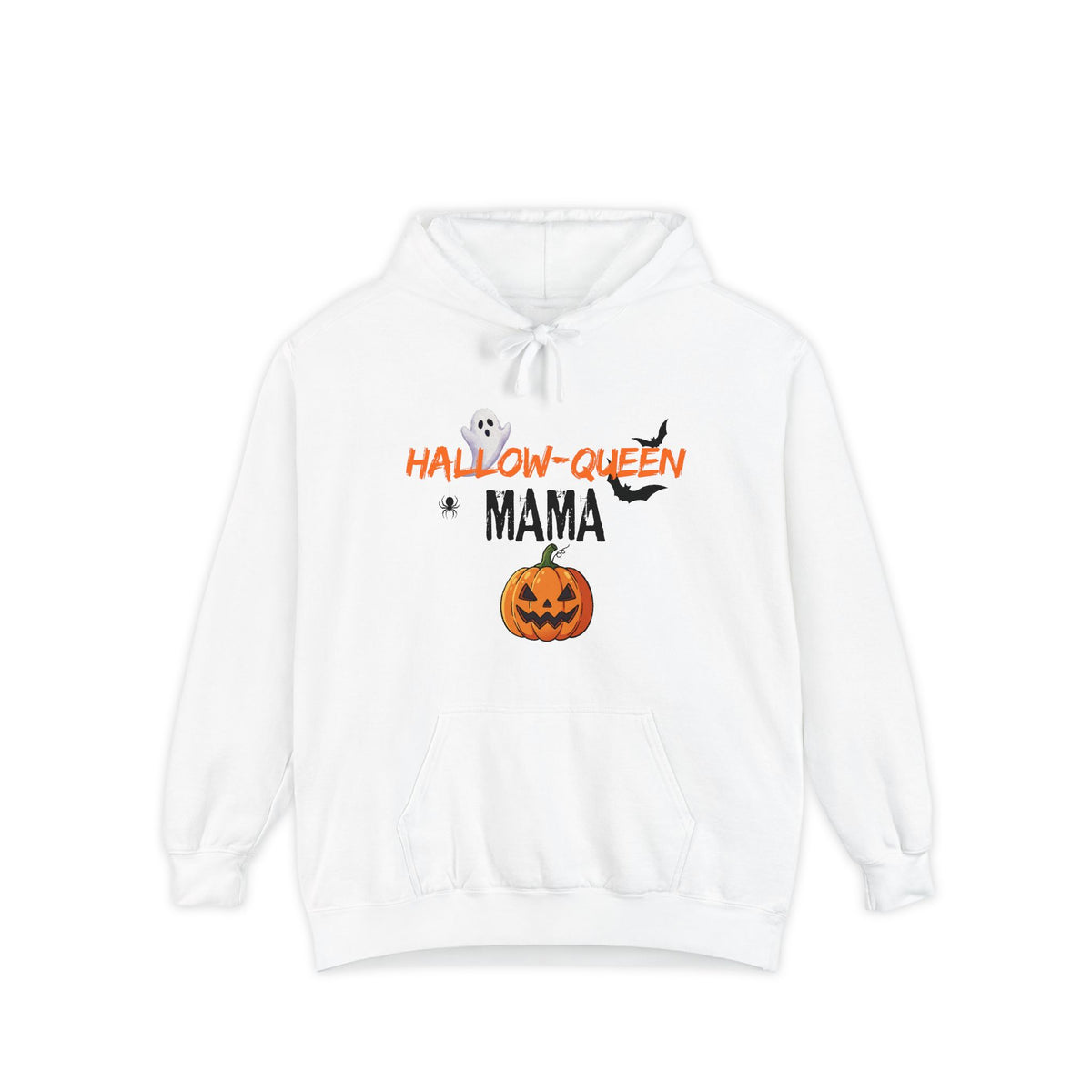 Hallow-Queen Mama Hoodie — Embroidered - Halloween Pumpkin Mom Sweatshirt Printify