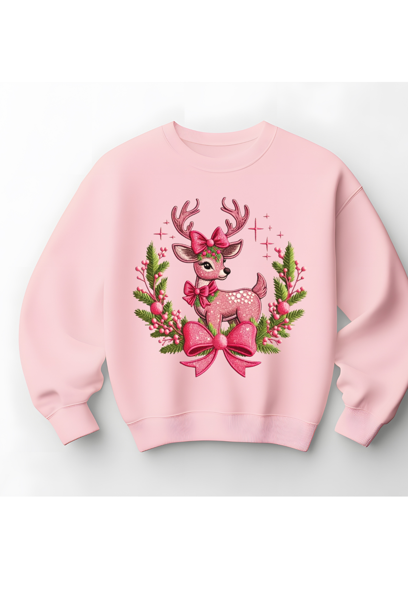 ✨ Pink Christmas Deer Sweatshirt – Cozy, Cute & Festive ✨ Kendra's Self-Made Originations