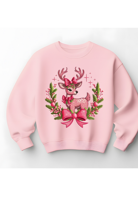 ✨ Pink Christmas Deer Sweatshirt – Cozy, Cute & Festive ✨
