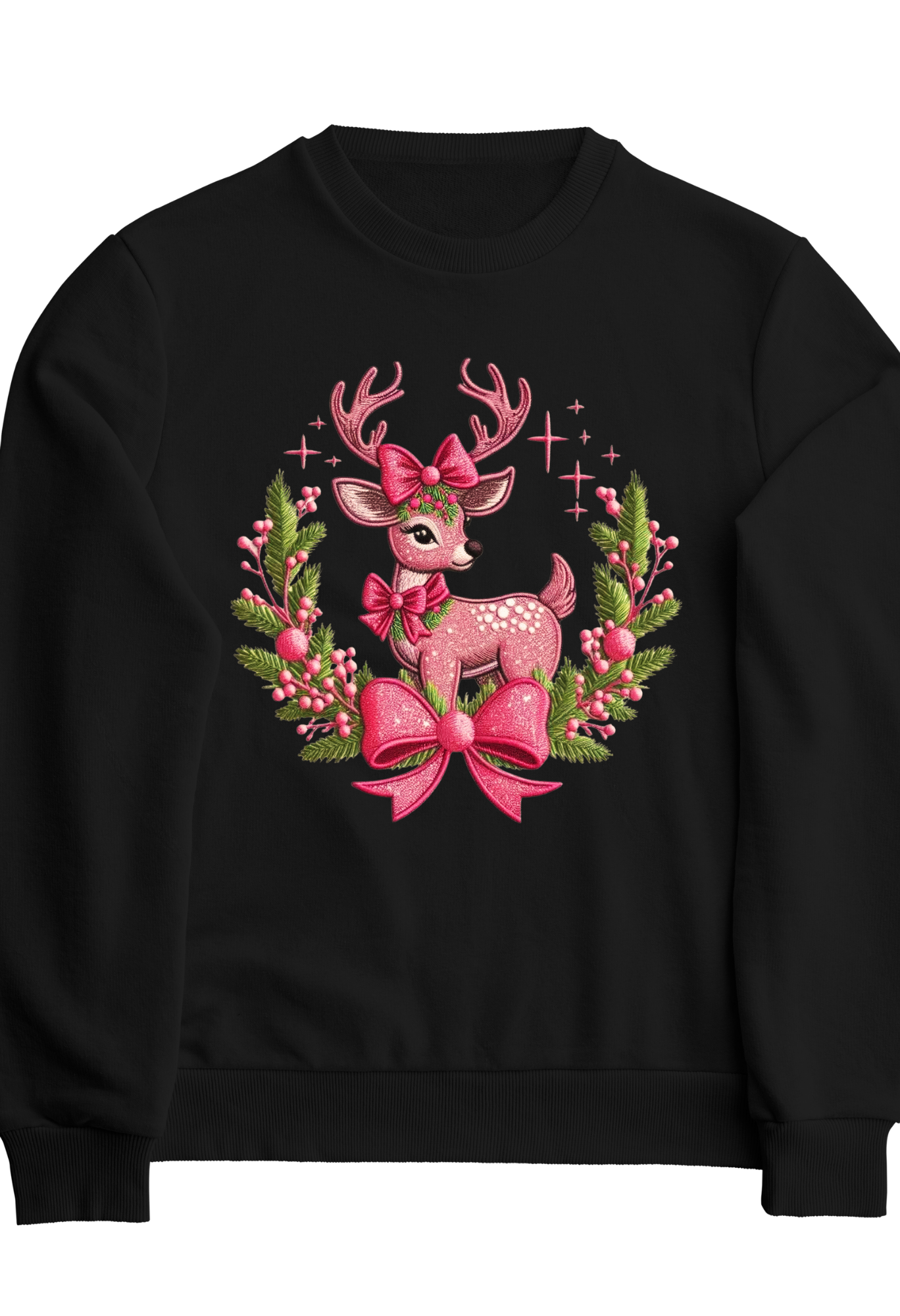 ✨ Pink Christmas Deer Sweatshirt – Cozy, Cute & Festive ✨ Kendra's Self-Made Originations