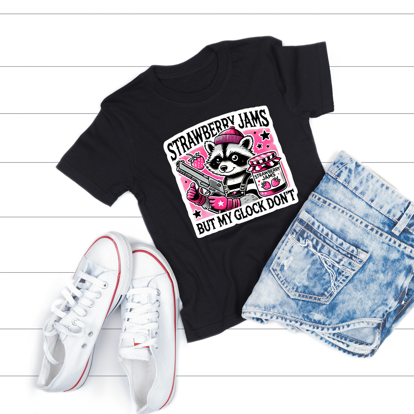 🍓 Strawberry Jams But My Glock Don’t Graphic Tee Kendra's Self-Made Originations