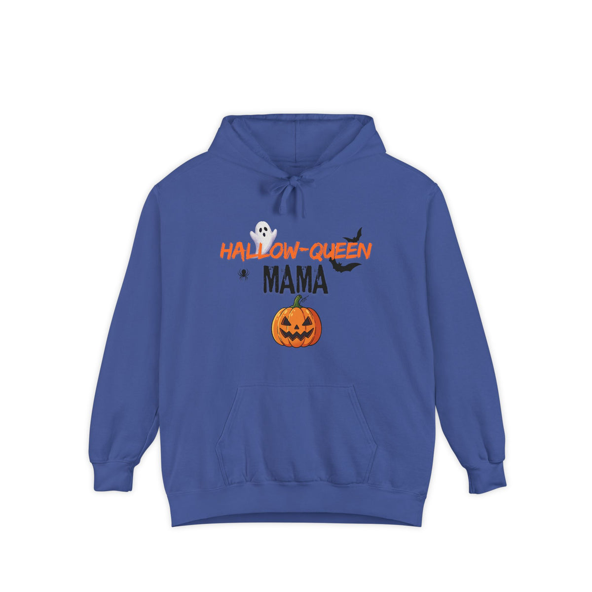 Hallow-Queen Mama Hoodie — Embroidered - Halloween Pumpkin Mom Sweatshirt Printify