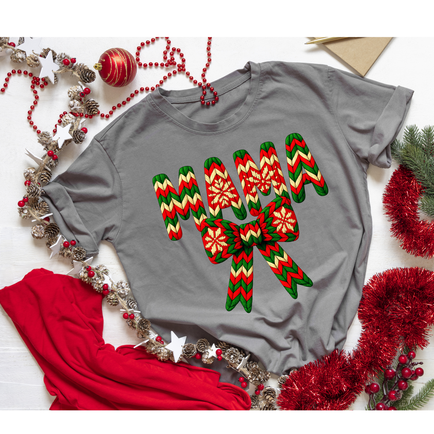 🎄 MAMA Christmas Sweater/Shirt – Cozy Knit Pattern Holiday Design 🎁 Kendra's Self-Made Originations