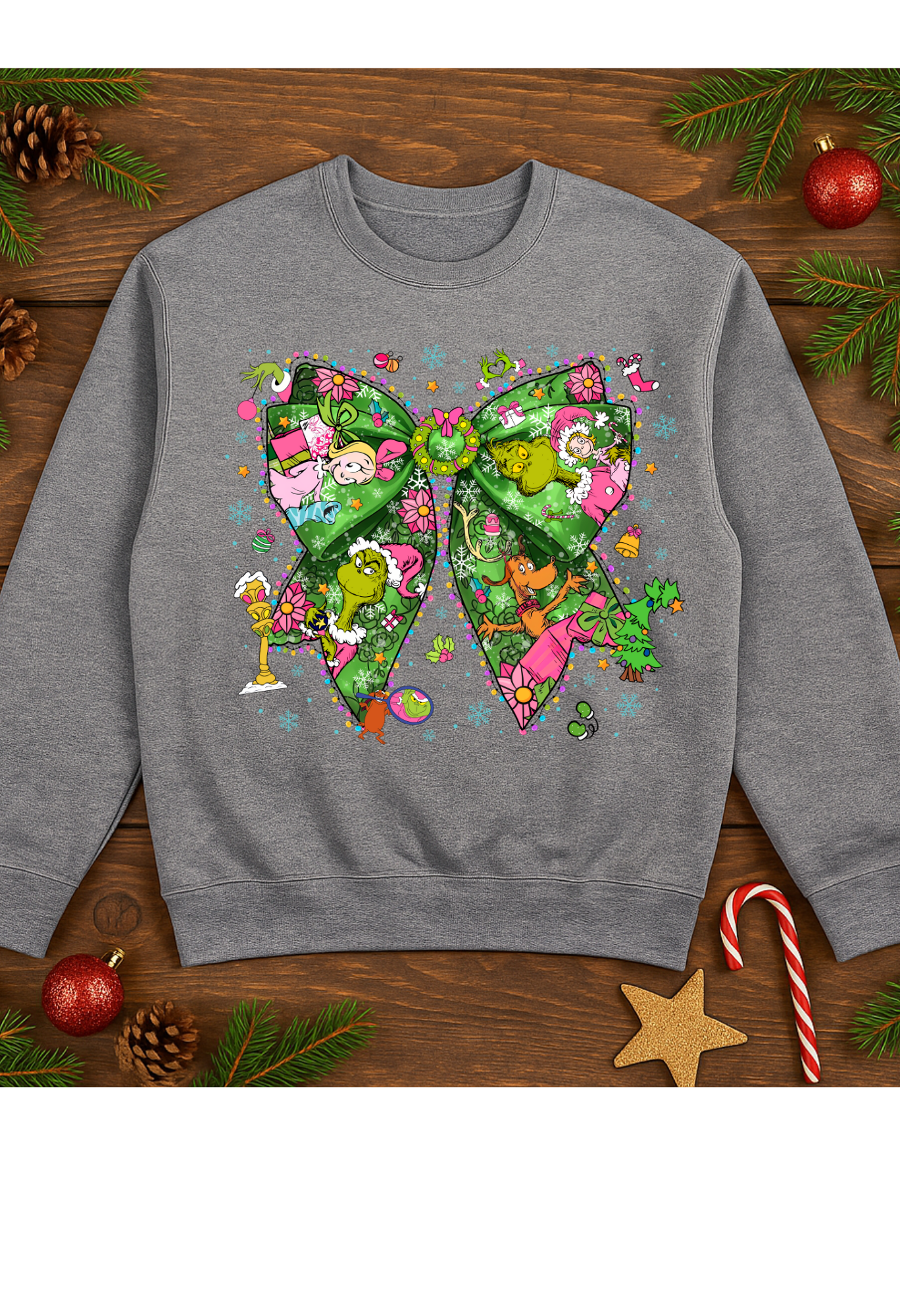 🎄✨ Grinch Bow Christmas Sweatshirt – Holiday Cutie with Whoville Vibes! ✨🎄 Kendra's Self-Made Originations