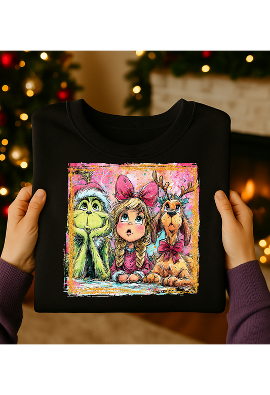 ✨ Grinch, Cindy Lou & Max – Cozy Christmas Crewneck ✨