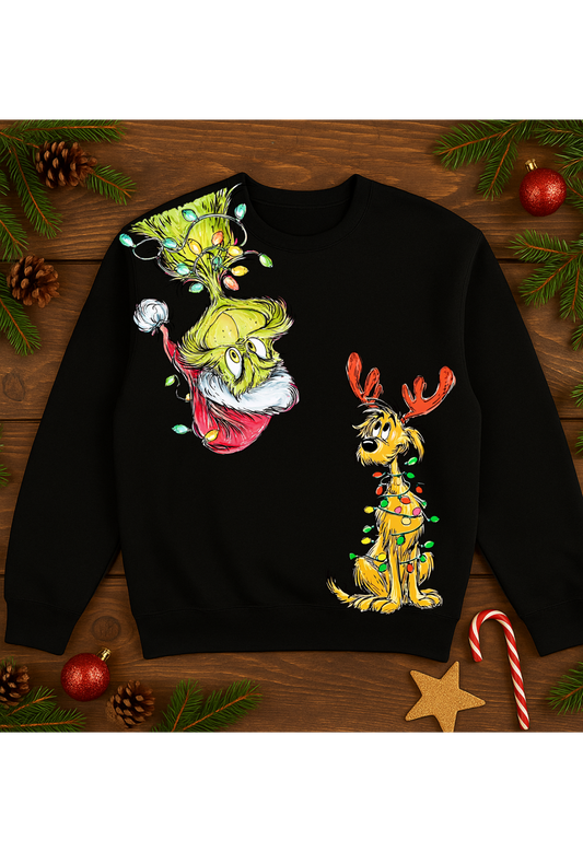 ✨ Grinch & Max Christmas Lights Sweatshirt — Holiday Must-Have! ✨
