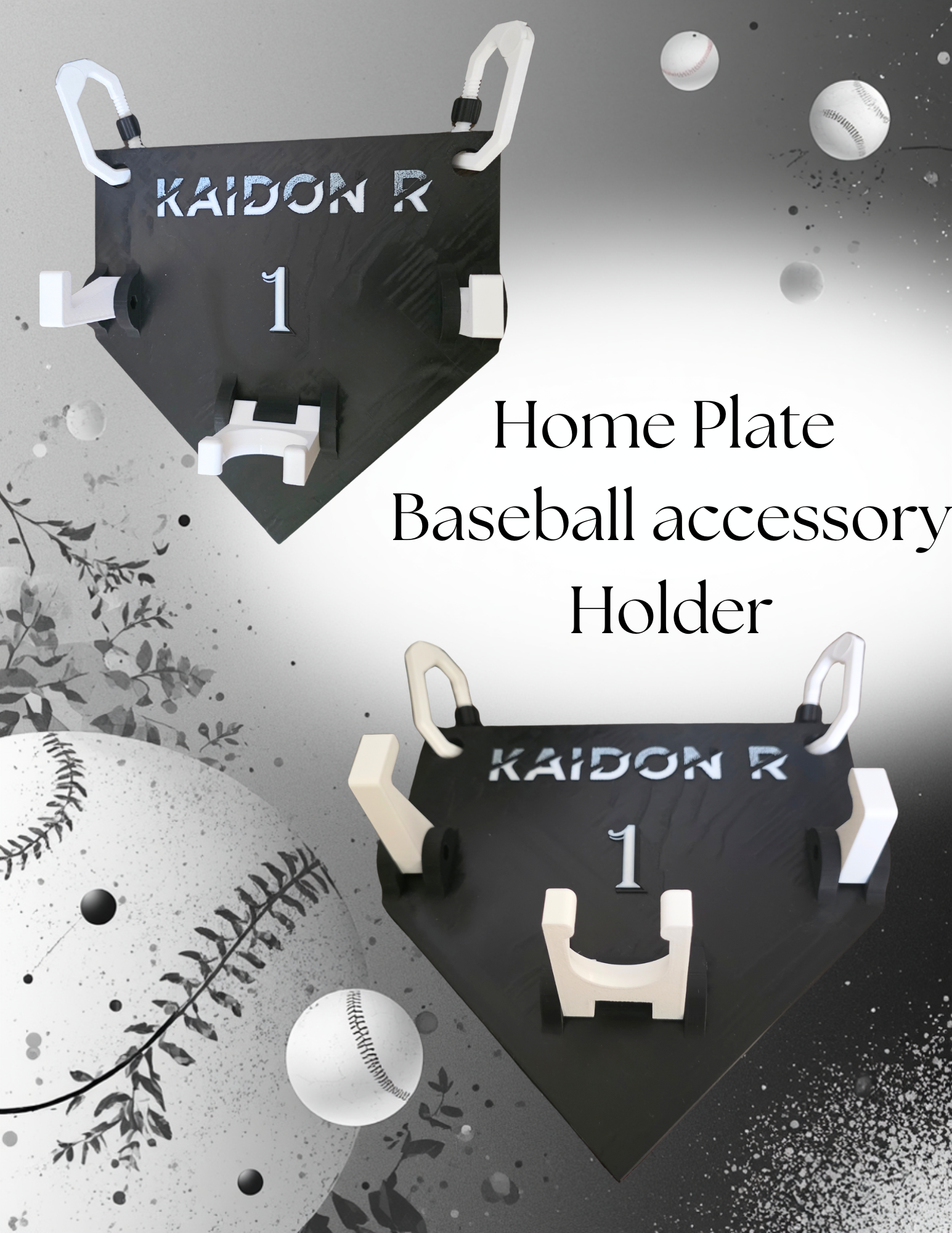 Custom Home Plate Baseball Fence Holder – Personalized Player Organizer Kendra's Self-Made Originations