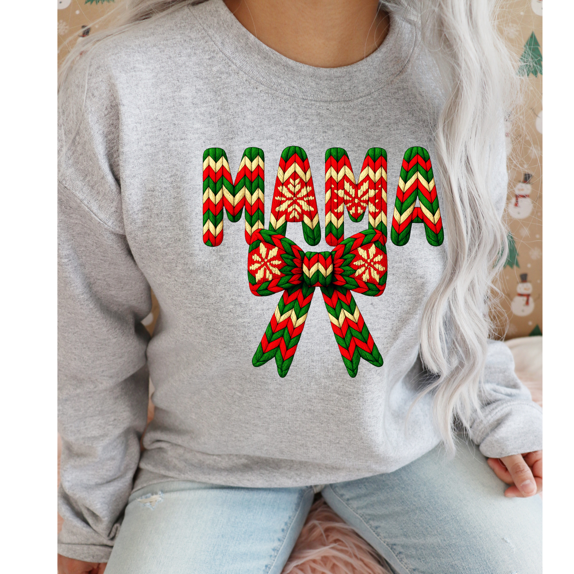 🎄 MAMA Christmas Sweater/Shirt – Cozy Knit Pattern Holiday Design 🎁 Kendra's Self-Made Originations