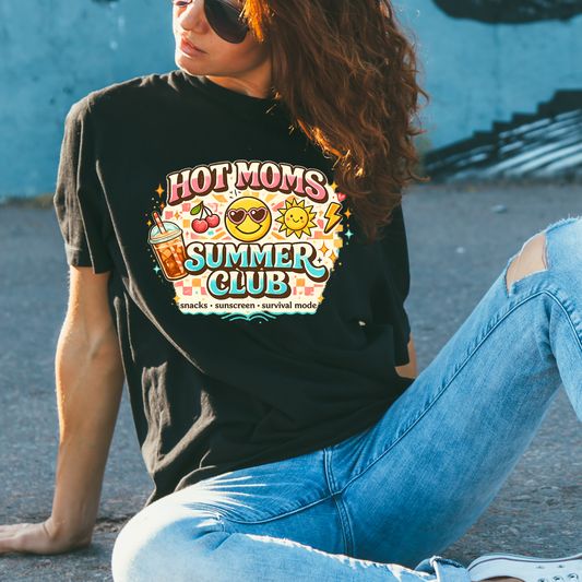 Hot Moms Summer Club Graphic Tee | Funny Summer Mom Shirt | Cute Trendy Mama T-Shirt | Summer Vacation Tee Kendra's Self-Made Originations