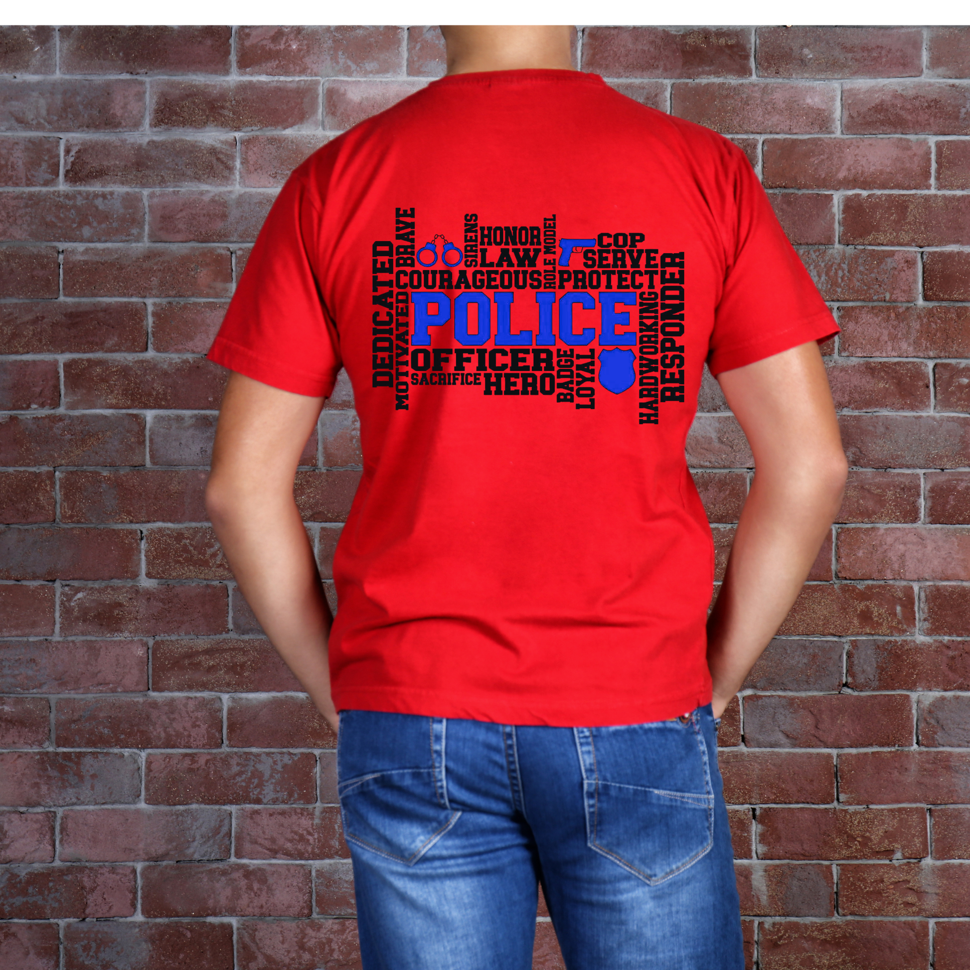 👮 Police Word Art Tee – Heroes Collection Kendra's Self-Made Originations
