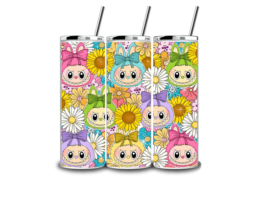 🌸Labubu Bow & Daisy Tumbler – 20oz Skinny Stainless Steel Cup Kendra's Self-Made Originations
