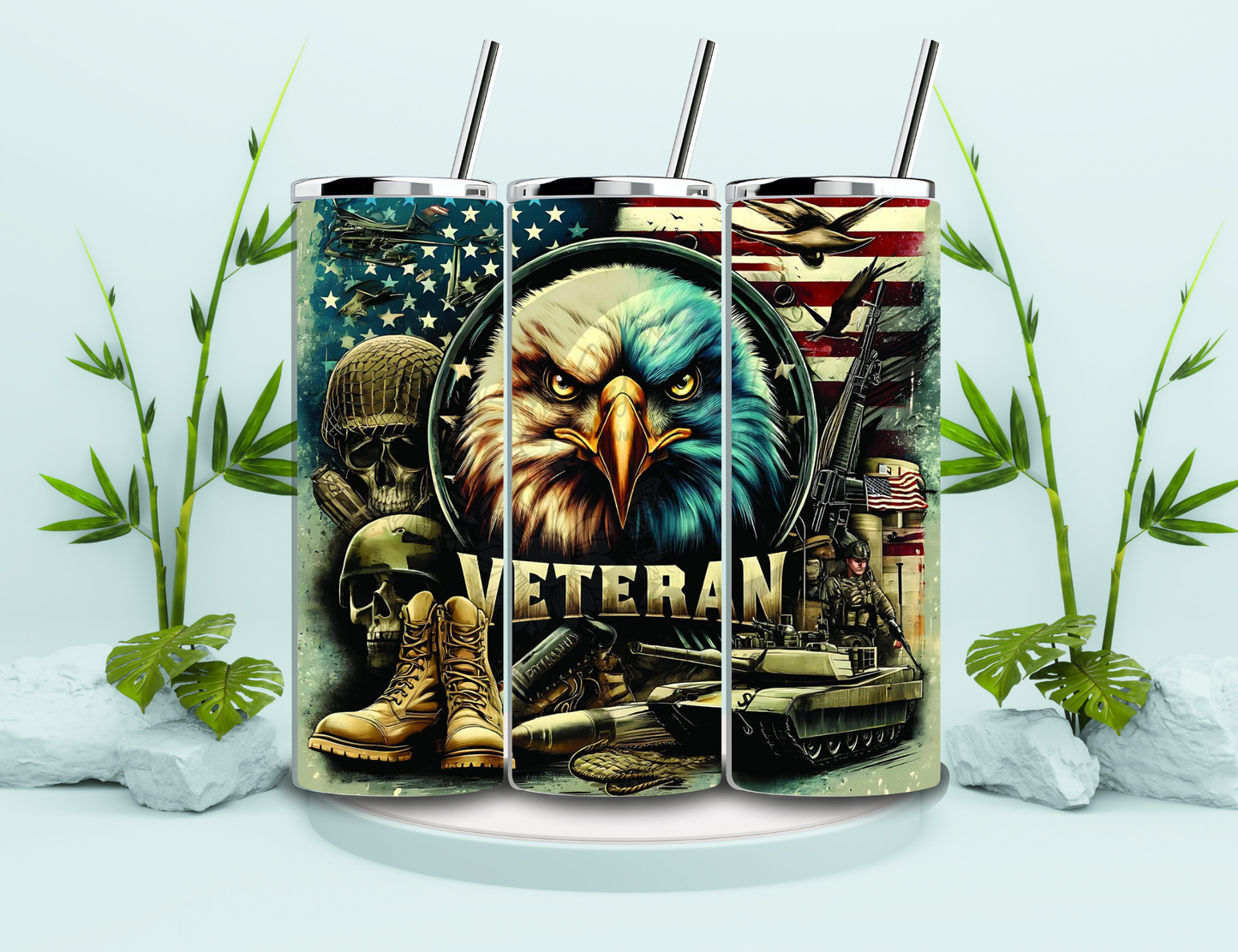 🦅 Veteran Patriotic Tumbler – Military Heroes Edition Kendra's Self-Made Originations