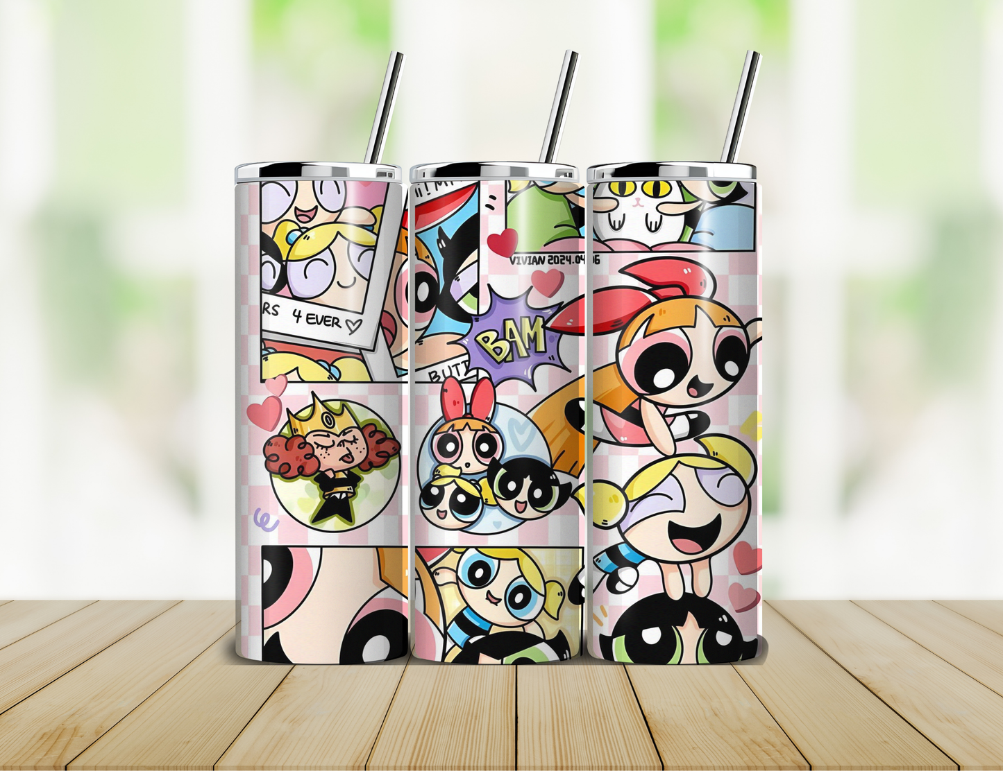Powerpuff Girls "Comic Collage" 20oz Skinny Tumbler Kendra's Self-Made Originations