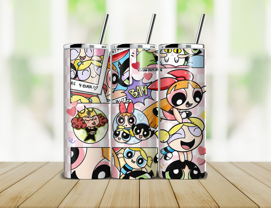 Powerpuff Girls "Comic Collage" 20oz Skinny Tumbler Kendra's Self-Made Originations