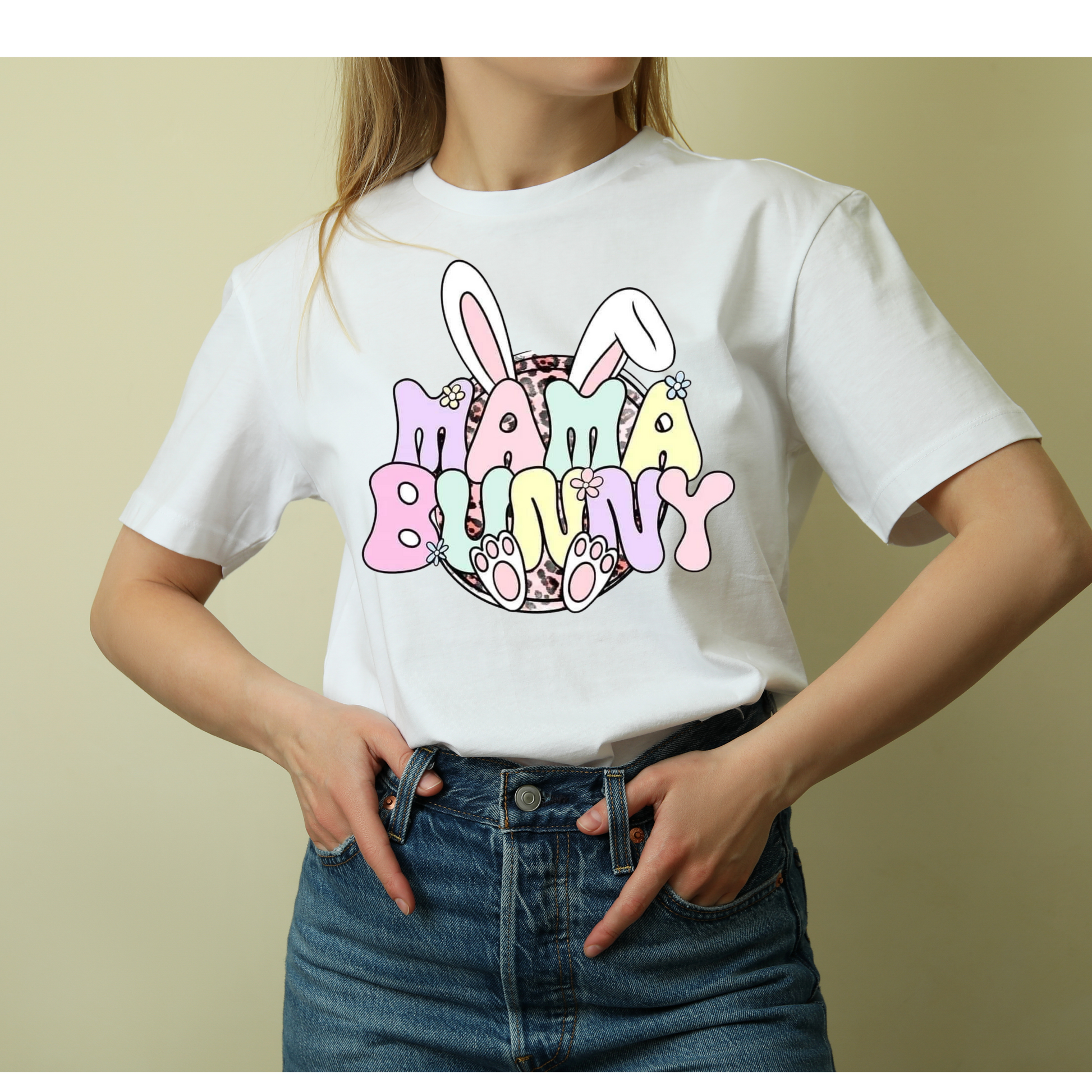 “Mama Bunny” Easter Graphic Tee – Cute Pastel Bunny Mom Shirt Kendra's Self-Made Originations