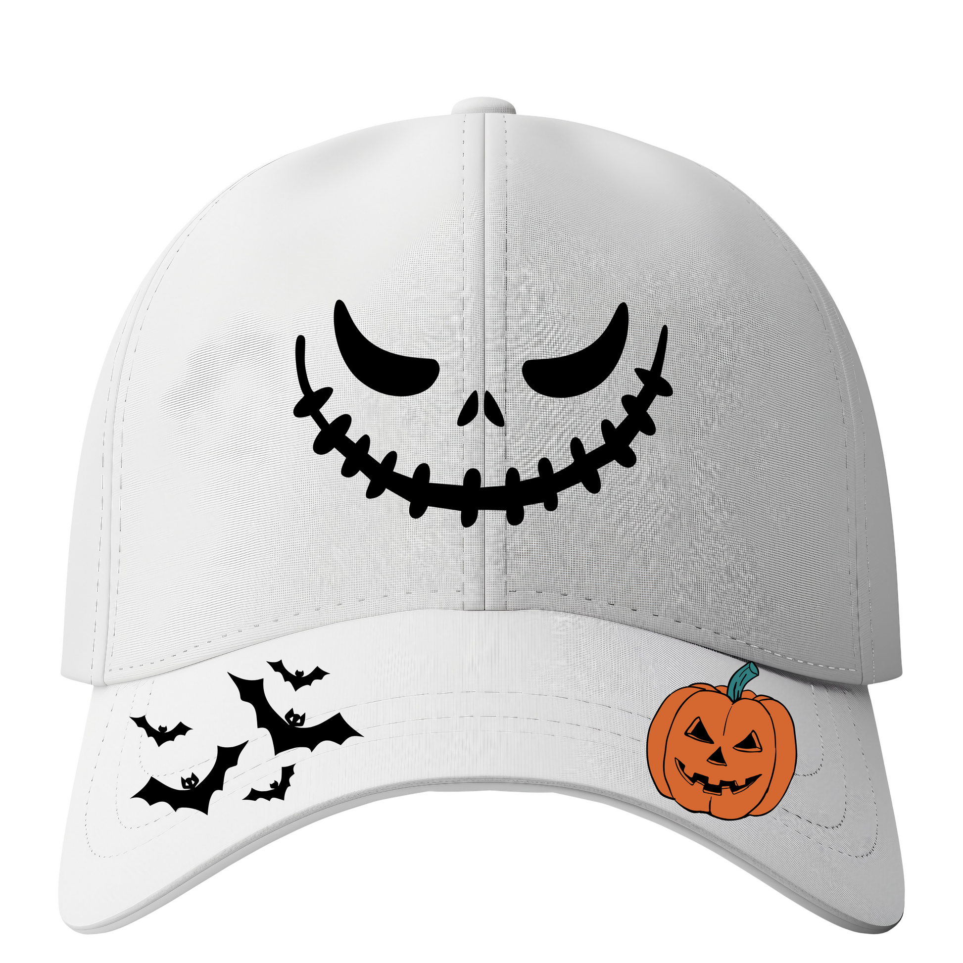 🧢 Spooky Pumpkin & Bat Halloween Hat – Skeleton Smile Design Kendra's Self-Made Originations