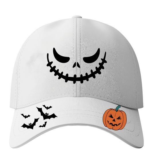 🧢 Spooky Pumpkin & Bat Halloween Hat – Skeleton Smile Design Kendra's Self-Made Originations