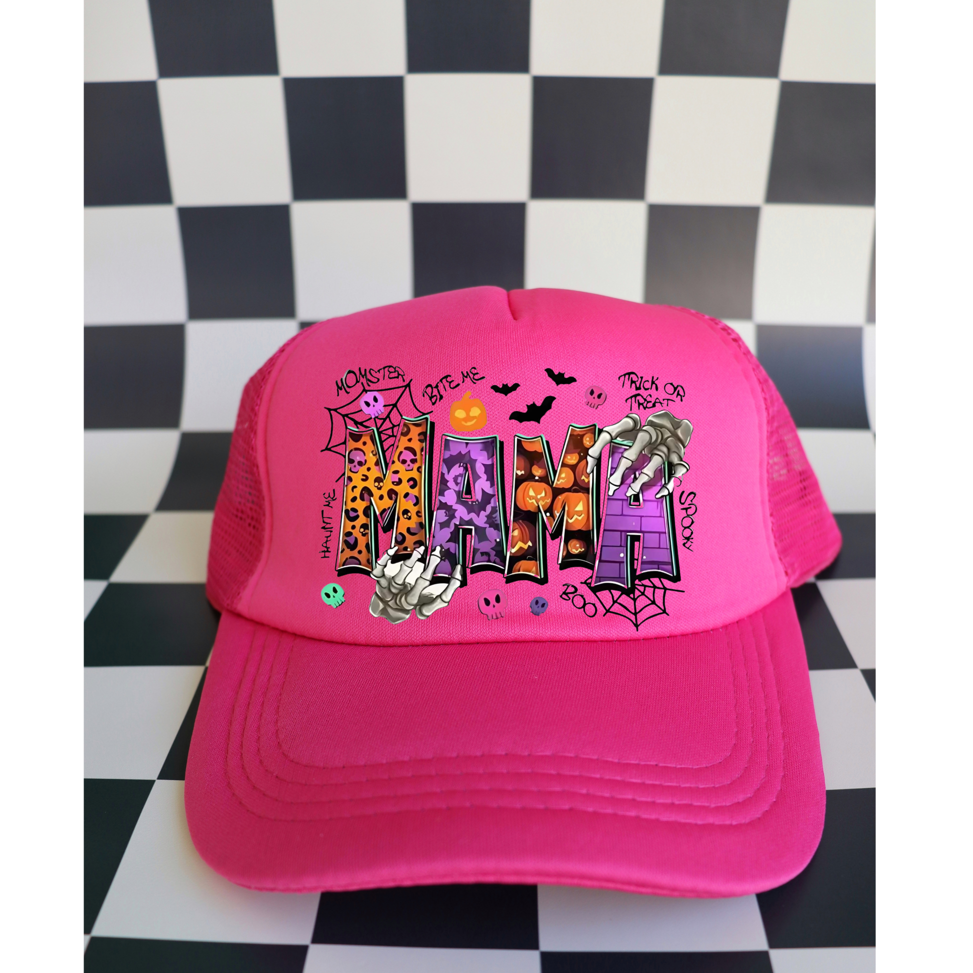 🎀 Spooky Mama Hat – Halloween Trucker Cap Kendra's Self-Made Originations
