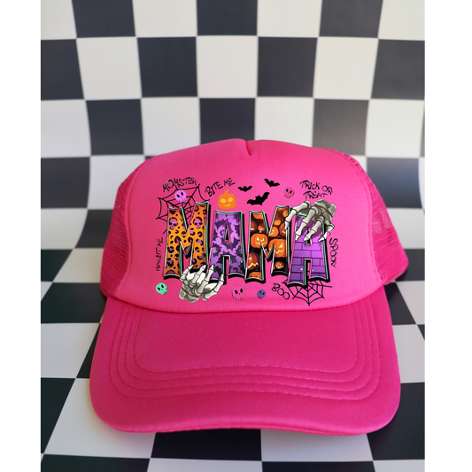 🎀 Spooky Mama Hat – Halloween Trucker Cap Kendra's Self-Made Originations