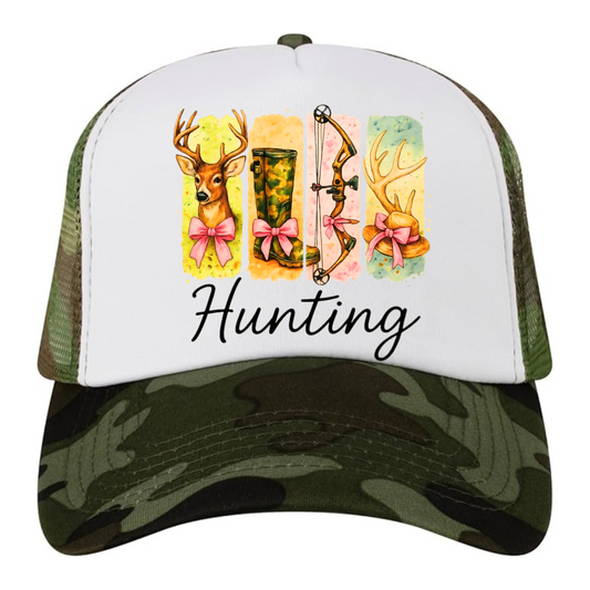 🦌 Hunting Trucker Hat – Camo & Pink Bow Outdoor Cap Kendra's Self-Made Originations