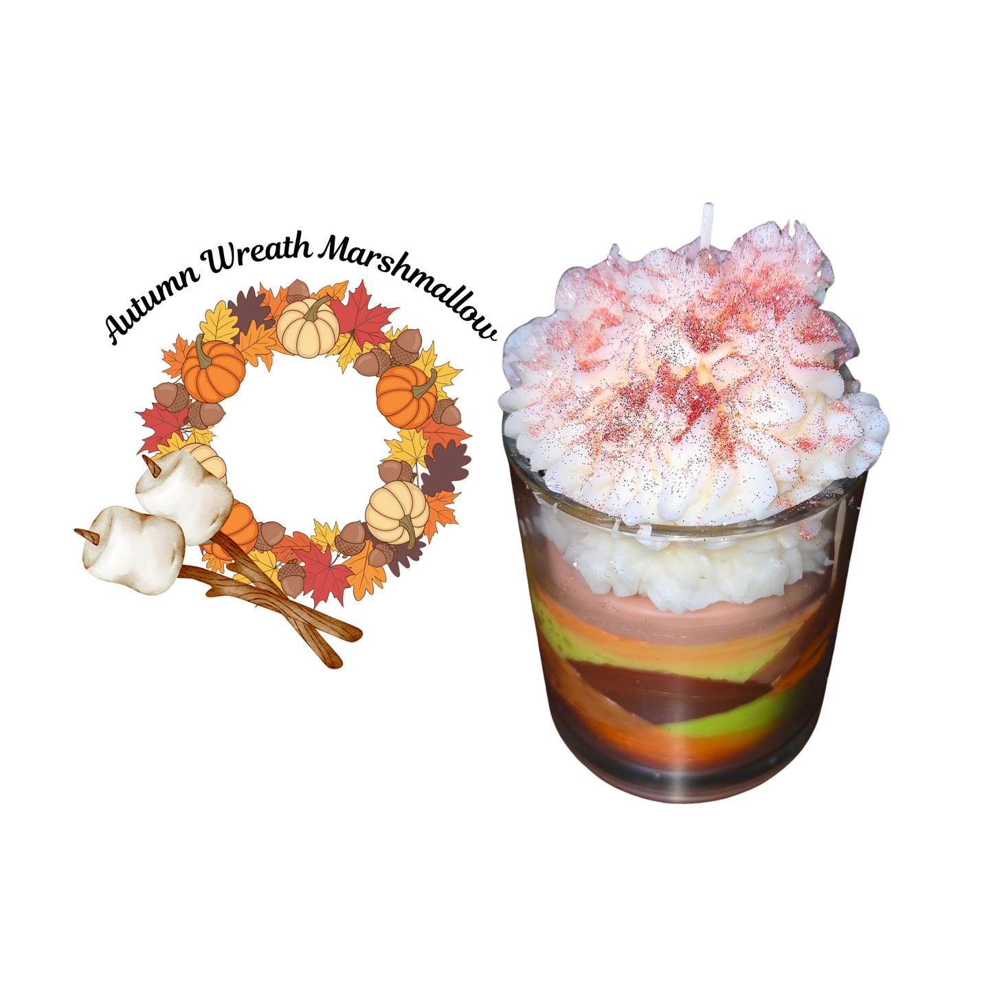 🍁 Autumn Wreath Marshmallow Candle – Whipped Fall Delight Kendra's Self-Made Originations